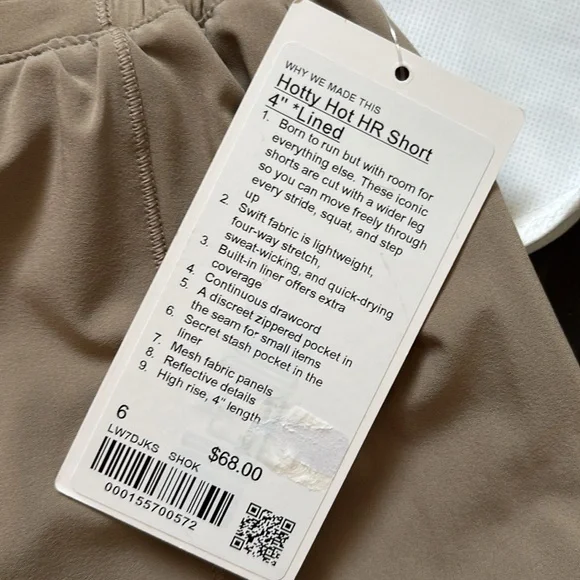 LULULEMON HOTTY HOT HR SHORTS 4” in SHEER OAK SZ 6 NWT - Picture 5 of 6